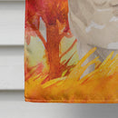 Fall Fawn Pug House Flag 28x40 Porch Sleeve Pole Decorative Outside Yard Banner Artwork Wall Hanging, Polyester