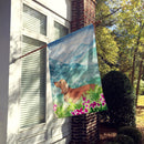 Mountian Flowers Red Dachshund House Flag 28x40 Porch Sleeve Pole Decorative Outside Yard Banner Artwork Wall Hanging, Polyester