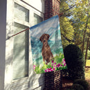 Mountian Flowers Chocolate Lab House Flag 28x40 Porch Sleeve Pole Decorative Outside Yard Banner Artwork Wall Hanging, Polyester