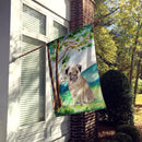 Under the Tree Fawn Pug House Flag 28x40 Porch Sleeve Pole Decorative Outside Yard Banner Artwork Wall Hanging, Polyester