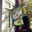Under the Tree Norwich Terrier House Flag 28x40 Porch Sleeve Pole Decorative Outside Yard Banner Artwork Wall Hanging, Polyester