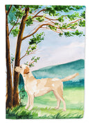 Under the Tree Yellow Labrador House Flag 28x40 Porch Sleeve Pole Decorative Outside Yard Banner Artwork Wall Hanging, Polyester