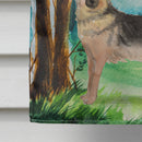Under the Tree German Shepherd House Flag 28x40 Porch Sleeve Pole Decorative Outside Yard Banner Artwork Wall Hanging, Polyester