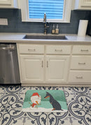 Doberman and Snowman Christmas Memory Foam Kitchen Mat Machine Washable Anti-Fatigue Cushion Comfort Bath or Kitchen Rug