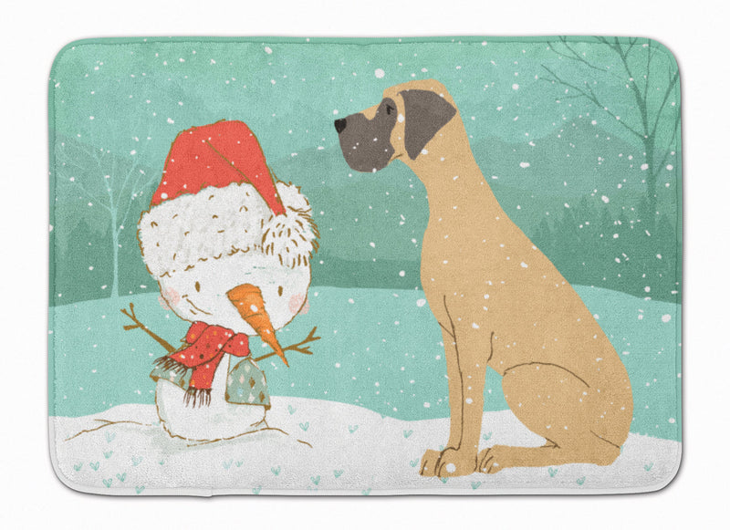 Fawn Natural Great Dane Snowman Christmas Machine Washable Memory Foam Mat CK2040RUG