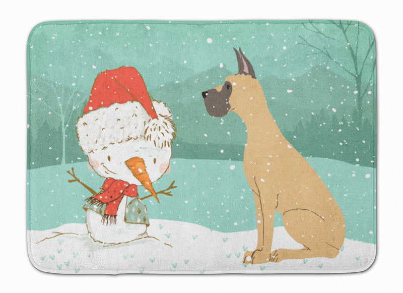 Cropped Fawn Great Dane Snowman Christmas Machine Washable Memory Foam Mat CK2041RUG