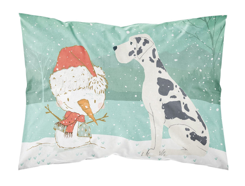 Harlequin Great Dane Snowman Christmas Fabric Standard Pillowcase CK2042PILLOWCASE