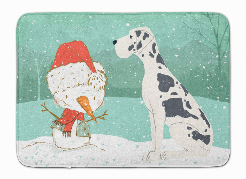 Harlequin Great Dane Snowman Christmas Machine Washable Memory Foam Mat CK2042RUG