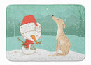 Brindle Greyhound Snowman Christmas Memory Foam Kitchen Mat Machine Washable Anti-Fatigue Cushion Comfort Bath or Kitchen Rug