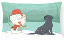 Black Labrador Snowman Christmas Canvas Fabric Decorative Pillow CK2047PW1216