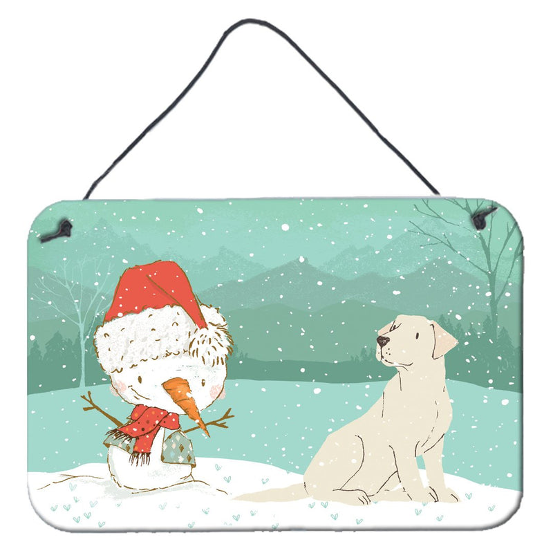 Yellow Labrador Snowman Christmas Wall or Door Hanging Prints CK2049DS812