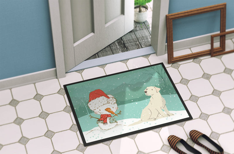 Yellow Labrador Snowman Christmas Indoor or Outdoor Mat 24x36 CK2049JMAT