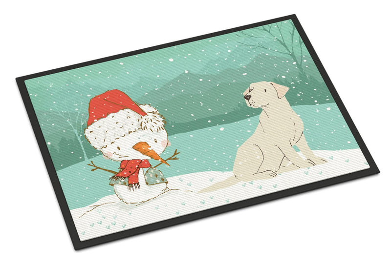 Yellow Labrador Snowman Christmas Indoor or Outdoor Mat 24x36 CK2049JMAT