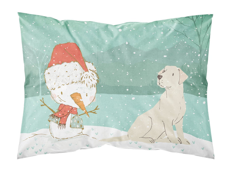 Yellow Labrador Snowman Christmas Fabric Standard Pillowcase CK2049PILLOWCASE