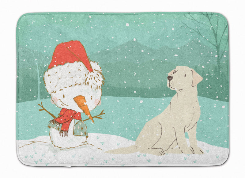 Yellow Labrador Snowman Christmas Machine Washable Memory Foam Mat CK2049RUG