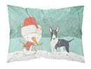 Black Bull Terrier Snowman Christmas Standard Pillowcase Lightweight Super Soft Easy Care Decorative Artwork Pillowcase, Standard
