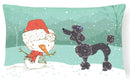 Black Poodle Snowman Christmas Canvas Fabric Decorative Pillow CK2064PW1216