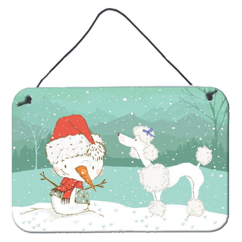 White Poodle Snowman Christmas Wall or Door Hanging Prints CK2067DS812