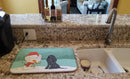 Black Spaniel Snowman Christmas Dish Drying Mat – Absorbent, Artistic Kitchen Essentials CK2070DDM