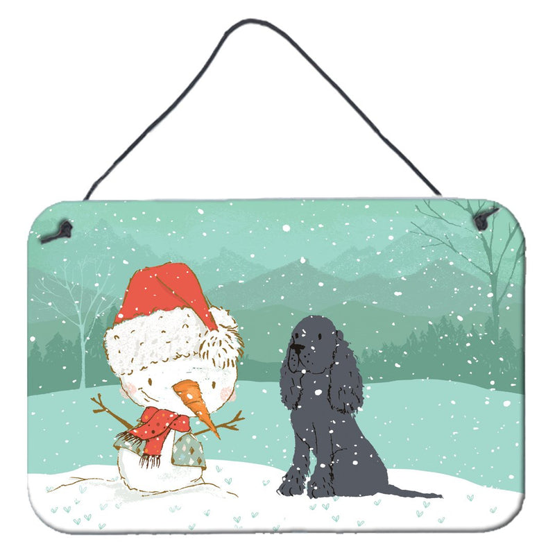 Black Spaniel Snowman Christmas Wall or Door Hanging Prints CK2070DS812