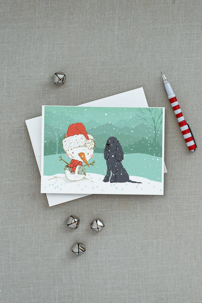 Black Spaniel Snowman Christmas Greeting Cards -  Blank Note Cards – 8-Pack of Artist-Designed Cards with Envelopes