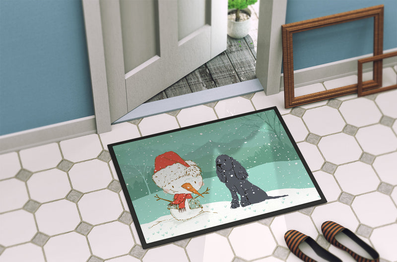Black Spaniel Snowman Christmas Doormat - 18x27 Decorative Floor Mat – Indoor/Outdoor Rug with Artistic Flair CK2070MAT