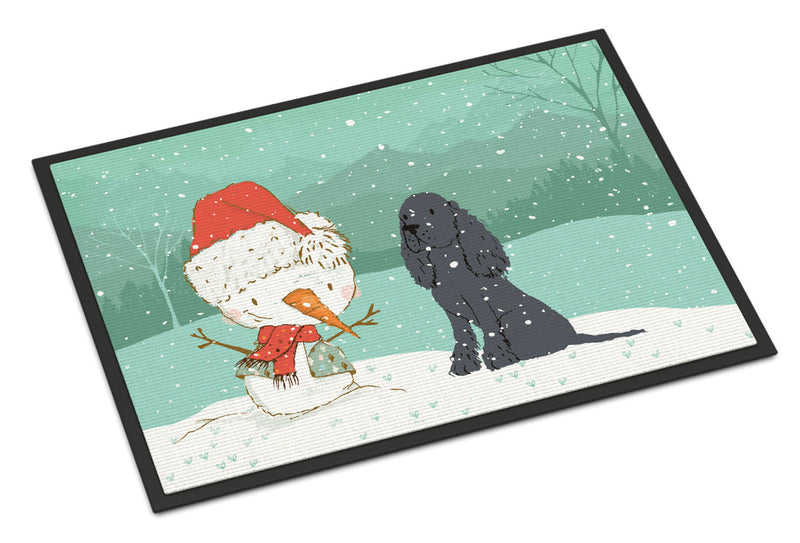 Black Spaniel Snowman Christmas Doormat - 18x27 Decorative Floor Mat – Indoor/Outdoor Rug with Artistic Flair CK2070MAT