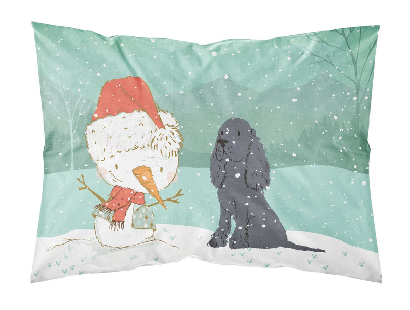 Black Spaniel Snowman Christmas  Standard Pillowcase – Artistic Decorative Front, White Back CK2070PILLOWCASE
