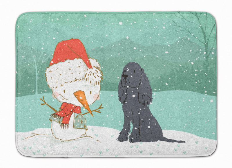 Black Spaniel Snowman Christmas Machine Washable Memory Foam Mat CK2070RUG