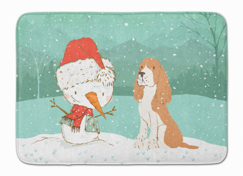 Red Spaniel Snowman Christmas Machine Washable Memory Foam Mat CK2072RUG