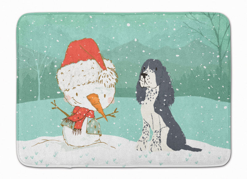 English Springer Spaniel Snowman Christmas Machine Washable Memory Foam Mat CK2073RUG