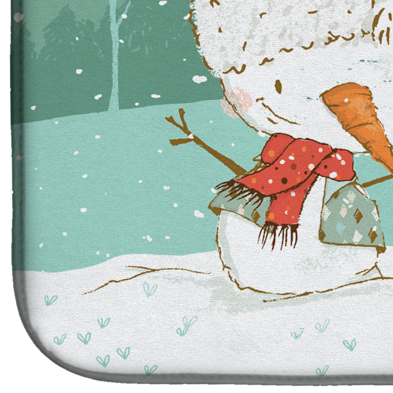 Black Staffie Snowman Christmas Dish Drying Mat – Absorbent, Artistic Kitchen Essentials CK2075DDM