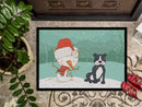 Black Staffie Snowman Christmas Doormat - 18x27 Decorative Floor Mat – Indoor/Outdoor Rug with Artistic Flair CK2075MAT