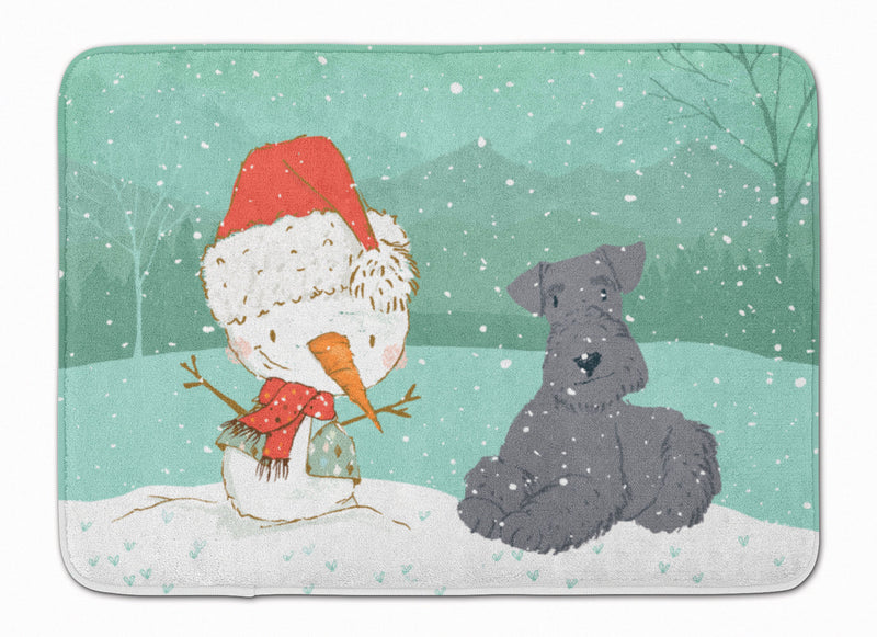 Lakeland Terrier Snowman Christmas Machine Washable Memory Foam Mat CK2077RUG