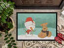 Airedale Terrier Snowman Christmas Doormat - 24x36 Decorative Floor Mat – Indoor/Outdoor Rug with Artistic Flair CK2078JMAT