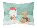 Airedale Terrier Snowman Christmas  Standard Pillowcase – Artistic Decorative Front, White Back CK2078PILLOWCASE