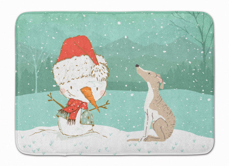 Whippet Snowman Christmas Machine Washable Memory Foam Mat CK2079RUG