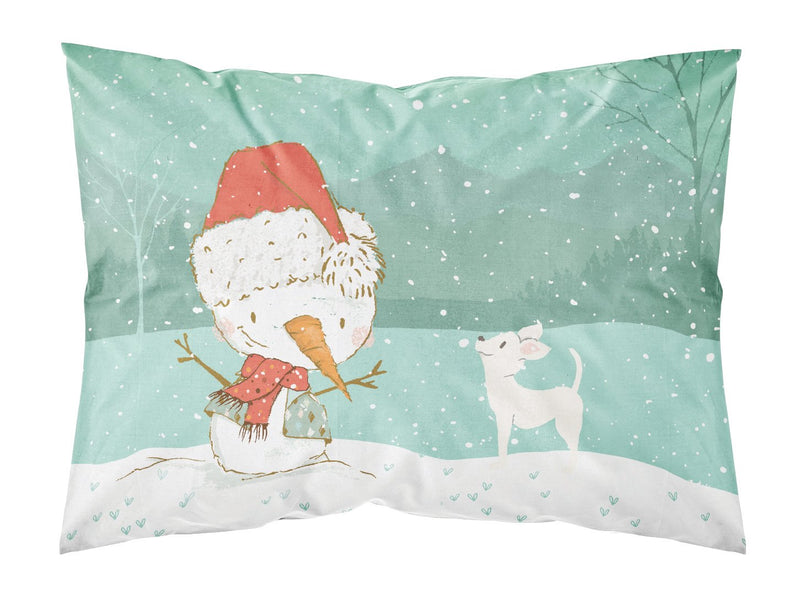 White Chihuahua Snowman Christmas Fabric Standard Pillowcase CK2082PILLOWCASE