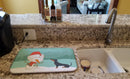 Black Tan Dachshund Snowman Christmas Dish Drying Mat – Absorbent, Artistic Kitchen Essentials CK2083DDM
