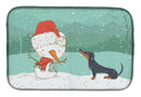 Black Tan Dachshund Snowman Christmas Dish Drying Mat – Absorbent, Artistic Kitchen Essentials CK2083DDM