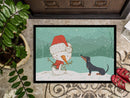 Black Tan Dachshund Snowman Christmas Doormat - 18x27 Decorative Floor Mat – Indoor/Outdoor Rug with Artistic Flair CK2083MAT