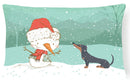 Black Tan Dachshund Snowman Christmas Canvas Fabric Decorative Pillow CK2083PW1216