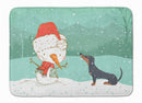 Black Tan Dachshund Snowman Christmas Machine Washable Memory Foam Mat CK2083RUG