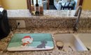 Black Maltese Snowman Christmas Dish Drying Mat – Absorbent, Artistic Kitchen Essentials CK2092DDM