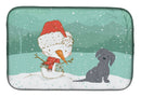 Black Maltese Snowman Christmas Dish Drying Mat – Absorbent, Artistic Kitchen Essentials CK2092DDM
