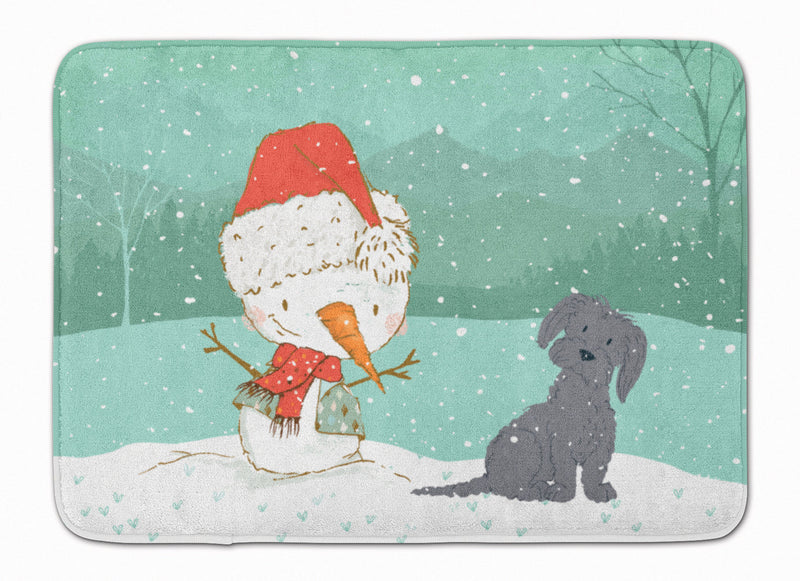 Black Maltese Snowman Christmas Machine Washable Memory Foam Mat CK2092RUG