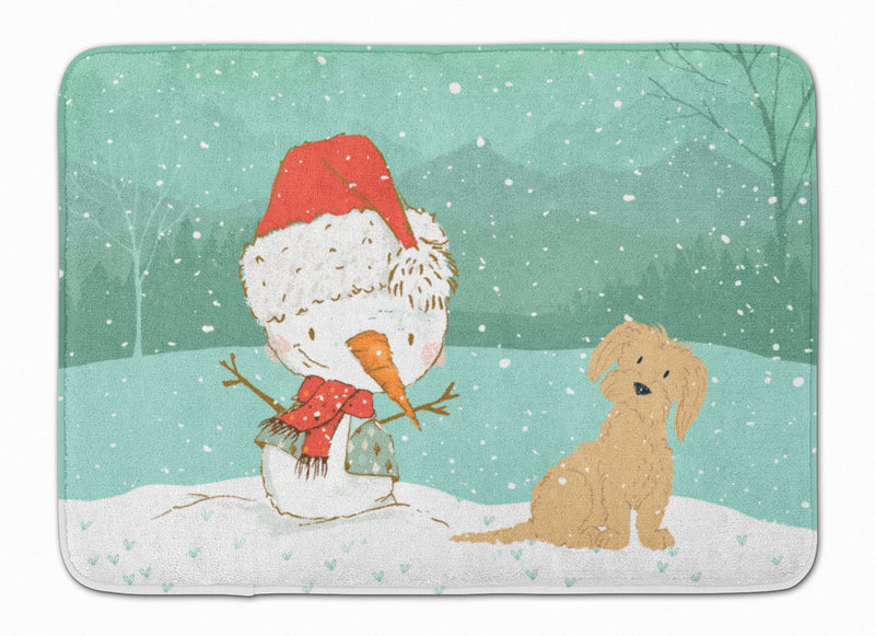 Brown Maltese Snowman Christmas Machine Washable Memory Foam Mat CK2093RUG