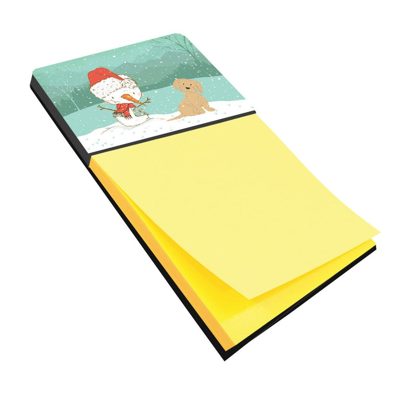 Brown Maltese Snowman Christmas Sticky Note Holder CK2093SN- Refiilable Desk Accessory Note Pad