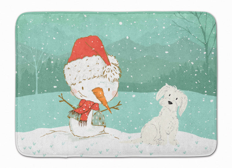 Maltese Snowman Christmas Machine Washable Memory Foam Mat CK2094RUG