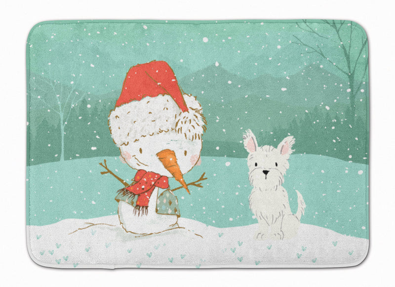 Westie Terrier Snowman Christmas Machine Washable Memory Foam Mat CK2097RUG